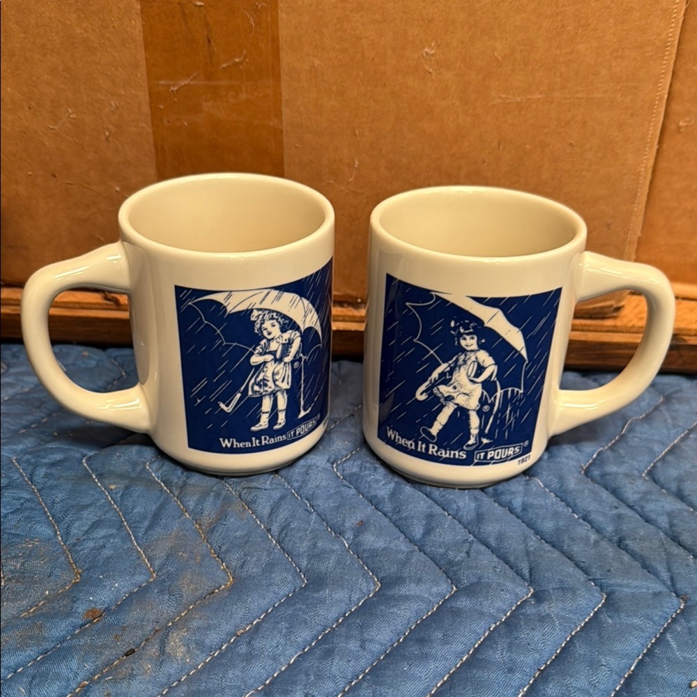 Vintage Morton salt set of 2  Ceramic Mugs Set